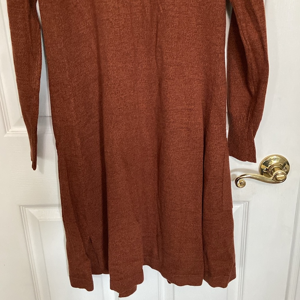 Denim & Company Auburn Copper Long Sleeve Knit Open Duster Sweater Cardigan - Picture 10 of 10